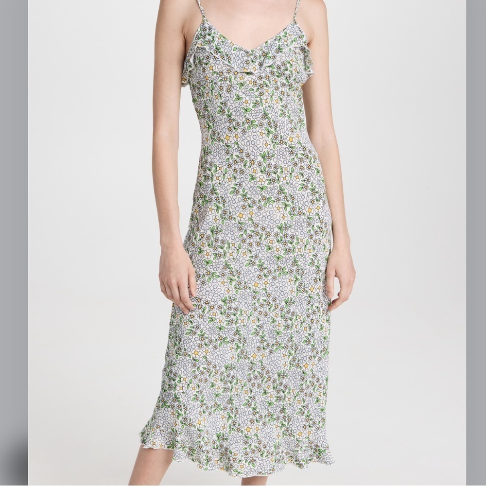 Rollas womens Shelley midi dress dove floral Strappy dress M NWT